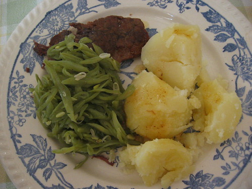 Stewed beefcut with beans and potatoes