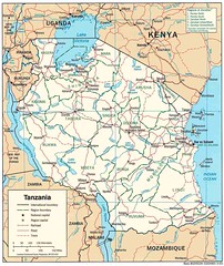 Map of Tanzania, Kenya and Burundi